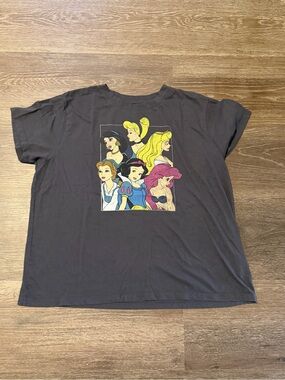 Disney Princess Black Graphic Tee with White Print